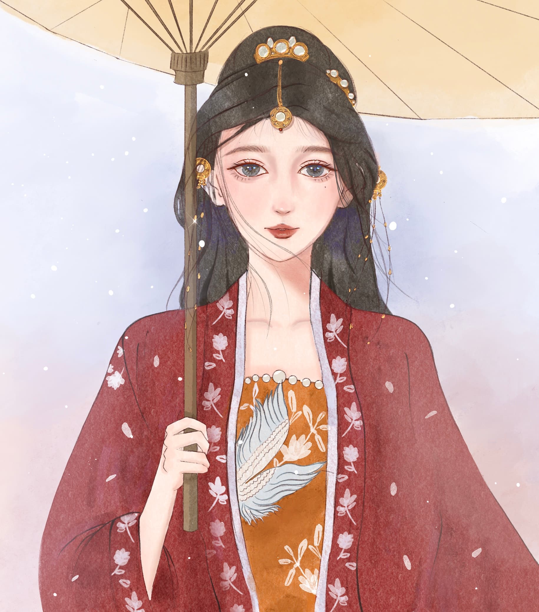Ancient Lady with Oil-paper Umbrella